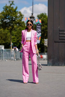 Retro Style Hot Pink High Waist Capri Pants: Fashion week,  Pink Pant,  pink blazer  
