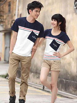 Color matching couple shirt: Couple Matching Outfit  