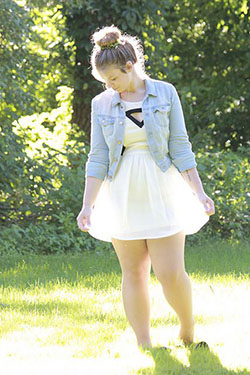 Dress with denim jacket plus size: Jean jacket,  Slim-Fit Pants,  Plus size outfit,  Night dresses,  Denim jacket  