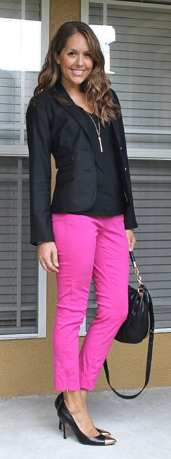 What To Wear With Pink Jeans In Winter: Capri pants,  Pink Jeans,  Pink Trousers  