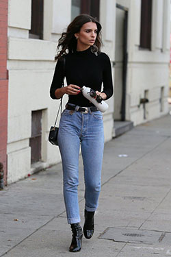 Casual model outfits: Business casual,  Mom jeans,  Emily Ratajkowski,  High Waisted Jeans  