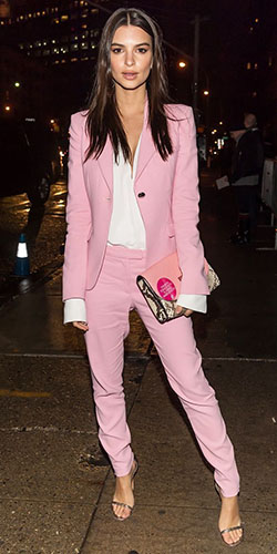 Wear with hot pink pants: Emily Ratajkowski,  Pink Pant,  pink blazer  