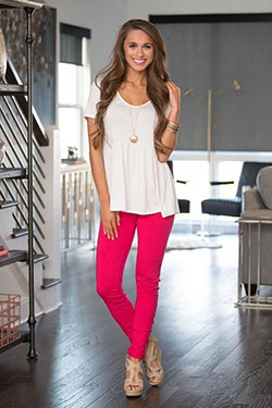 Outfits with pink leggings: Pink Jeans  