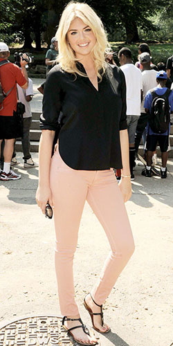 Kate Upton,  Slim-fit pants: Slim-Fit Pants,  Polo neck,  Kate Upton,  Pink Dresses  