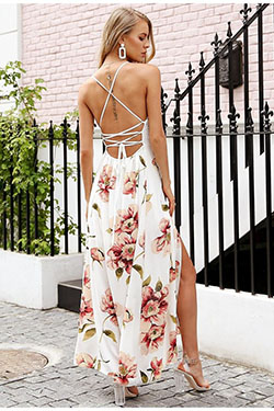 Backless dress,  Spaghetti strap: Casual Summer Outfit,  Backless dress,  Spaghetti strap,  Maxi dress,  Long Dress,  House dress  