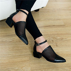 Cutout blocked leather heels: High-Heeled Shoe,  Slip-On Shoe,  Work Shoes Women  
