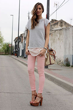 Pink Jeans Outfit For Fall on Stylevore