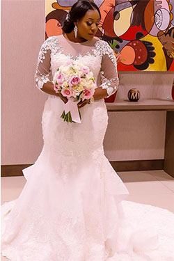 Mermaid plus size wedding dresses: Wedding dress,  Plus size outfit,  Sheer fabric,  Maxi dress,  African Wedding Dress  
