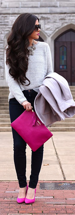 Hot pink pumps: Casual Winter Outfit,  High-Heeled Shoe  