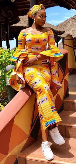 Modern ghanaian kaba style: Vintage clothing,  Aso ebi,  Kente cloth,  Hairstyle Ideas,  Ankara Long Gown  