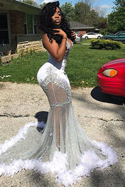 Feather prom dresses: party outfits,  Backless dress,  See-Through Clothing,  Best Prom Outfits  