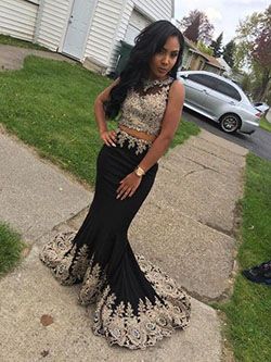 Mermaid two piece lace prom dresses: Sleeveless shirt,  Best Prom Outfits  