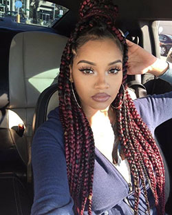 Colored box braids: Afro-Textured Hair,  Hairstyle Ideas,  Box braids,  Braided Hairstyles  
