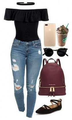 Casual Girls Fashion For School: Ripped Jeans,  Slim-Fit Pants,  Petite size,  Swag outfits,  Michael Kors  