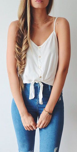 Teen jeans and top outfit: Casual Summer Outfit  