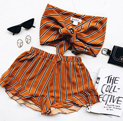 Conjunto de cropped e short marrom: Crop top,  Clothing Accessories,  Tumblr Outfits,  Outfit Sets  