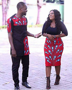 Matching ankara outfits for couples: Maxi dress,  Couple costume,  Matching African Outfits  