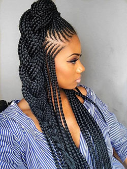 Ponytail cornrows, Box braids, Afro-textured hair: Afro-Textured Hair,  Box braids,  African hairstyles,  Braided Hairstyles  