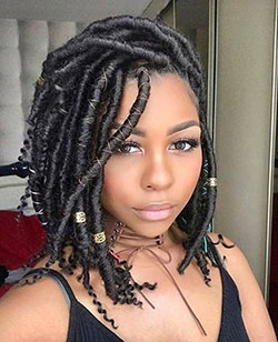 Short faux locs: Afro-Textured Hair,  Bob cut,  Braided Hairstyles,  Hair Care,  Locs Crochet  