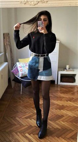 Black long sleeve outfit ideas: Skirt Outfits,  Grunge fashion,  Long Sleeve  