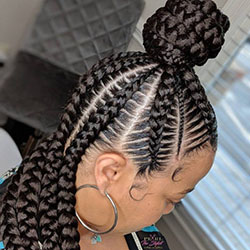 Cornrows French Braid, Box braids: Long hair,  Hair Color Ideas,  Box braids,  Mohawk hairstyle,  Braided Hairstyles,  French braid  