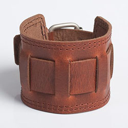 Quest wristband: black leather wristband,  brown leather wristband,  tan leather wristband  