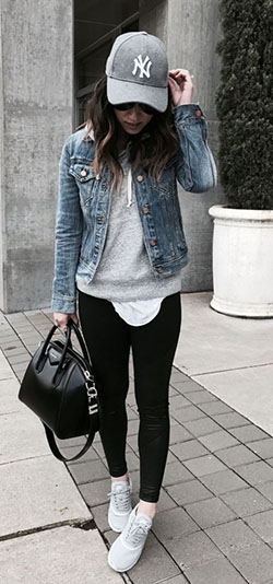 Jean jacket outfits: Jean jacket,  Legging Outfits  