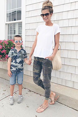 Casual summer joggers outfit: Mom And Son,  Joggers  