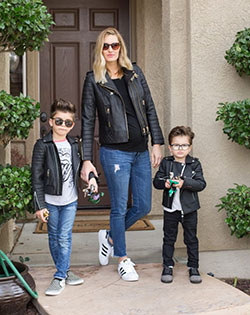 Cute Mother Son Outfit Ideas For Your Photo Shoot: Leather jacket,  Mom And Son  