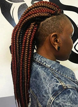 Big box braids mohawk for Thick Black Hair: Bob cut,  Crochet braids,  Box braids,  Mohawk hairstyle,  Braided Hairstyles,  French braid  