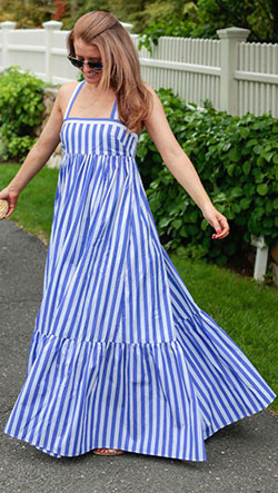 Striped maxi dress outfit for woman: Cocktail Dresses,  Crew neck,  Maxi dress,  Dress Black,  Summer Cotton Outfit  