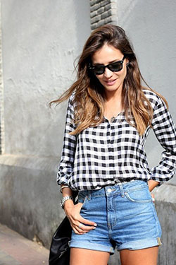 High Waisted Shorts Flannel Outfits: shirts,  Capri pants,  Flannel Shirt Outfits,  Plaid Shirt  