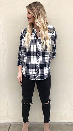 Easy Summer Flannel Outfits Around Waist: Flannel Shirt Outfits,  Plaid Shirt  
