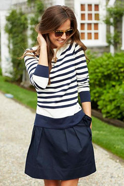 Blue And White Striped Dress Outfit: Clothing Accessories,  Lapel pin,  Striped Outfit Ideas  