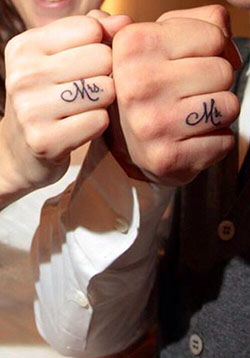 Mr and mrs finger tattoos: Body piercing,  Tattoo artist,  Wedding ring  