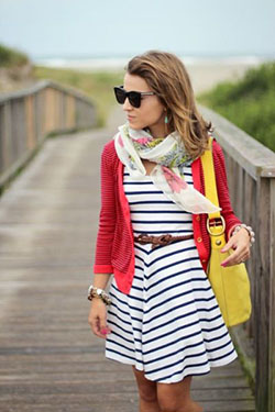 Winter Striped Dress Outfit For Girls: Clothing Accessories,  Fashion week,  Striped Outfit Ideas  