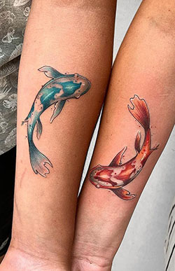 Koi fish couple tattoo, Tattoo artist, Sleeve tattoo: Sleeve tattoo,  Body art,  Tattoo artist,  Couple Tattoo  
