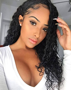 Water wave hair with frontal: Lace wig,  Virgin Hair  