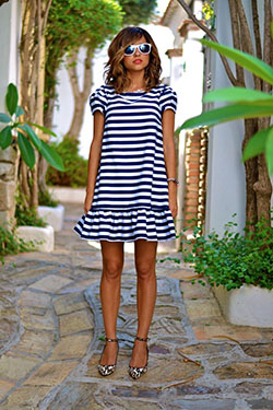 Striped drop waist dress, Casual wear: Sheath dress,  Striped Outfit Ideas  