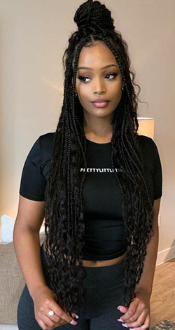 Curly braided hairstyles for black hair: Afro-Textured Hair,  Long hair,  Crochet braids,  African hairstyles,  Braided Hairstyles  