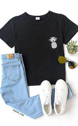 T shirt outfit for school: Slim-Fit Pants,  Printed T-Shirt,  School Outfit Ideas  