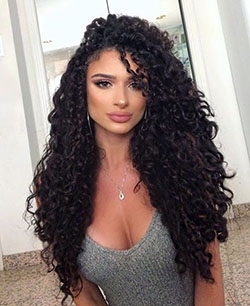 Prom Hairstyle, Long Curly Wig: Lace wig,  Long hair,  Jheri Curl,  Brown hair,  Layered hair  