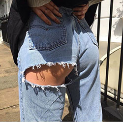 Blue Bum Ripped Jeans Trend: Ripped Jeans,  Slim-Fit Pants  