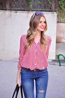 Slim Fit Button Up Striped Shirt With Goggles: Blusa rayas  