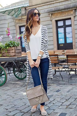 Outfits with striped cardigan, Casual wear: Maxi dress,  Striped Outfit Ideas  