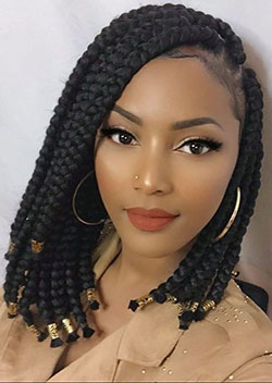 short hair ideas for black women with golden colour strip: African Americans,  Crochet braids,  Box braids,  Braided Hairstyles  