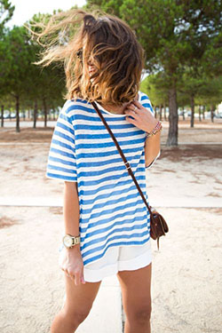 Blue And White Striped T-Shirt Dress: Striped Outfit Ideas  