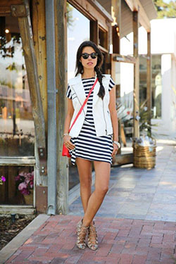 Blue and white striped dress outfits: Pencil skirt,  Navy blue,  Maxi dress,  Striped Dress,  Striped Outfit Ideas  