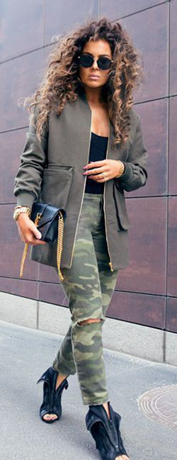 Check these elegant camo pants outfit, Casual wear: Slim-Fit Pants,  Plus size outfit,  Designer clothing,  Military camouflage,  Military Outfit Ideas  