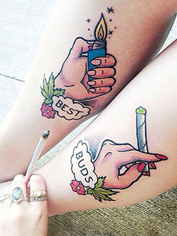 Charming and stylish best buds tattoo: 